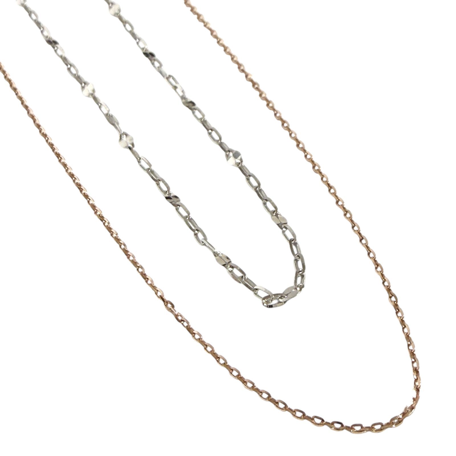 エテ ミストピンク K10 レイヤード ネックレス バイカラー ゴールド