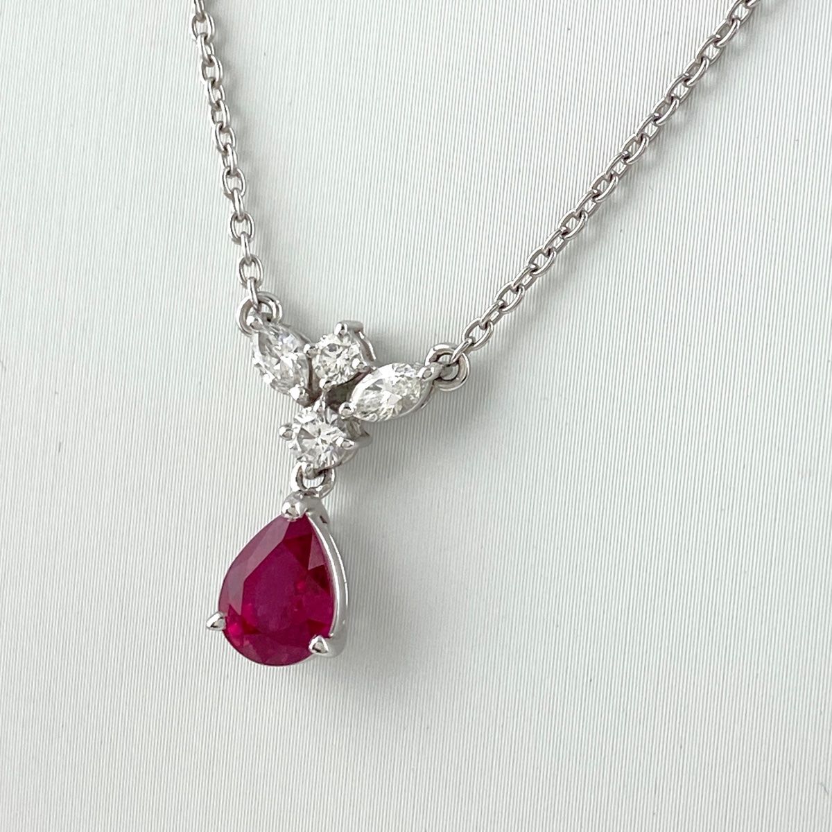 ルビー メレダイヤ Pt900 Pt850 ネックレス ルビー 0.43ct 