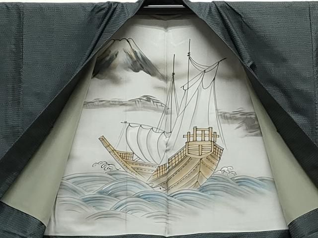 平和屋着物●男性　紬　アンサンブル　長襦袢セット　80亀甲　正絹　逸品　CAAS9342th 平和屋着物○男性 紬 アンサンブル 長襦袢セット 80亀甲 正絹 逸品