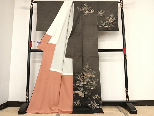 平和屋着物○西川治郎 赤城紬 訪問着 茶屋辻 ロング丈 正絹 逸品