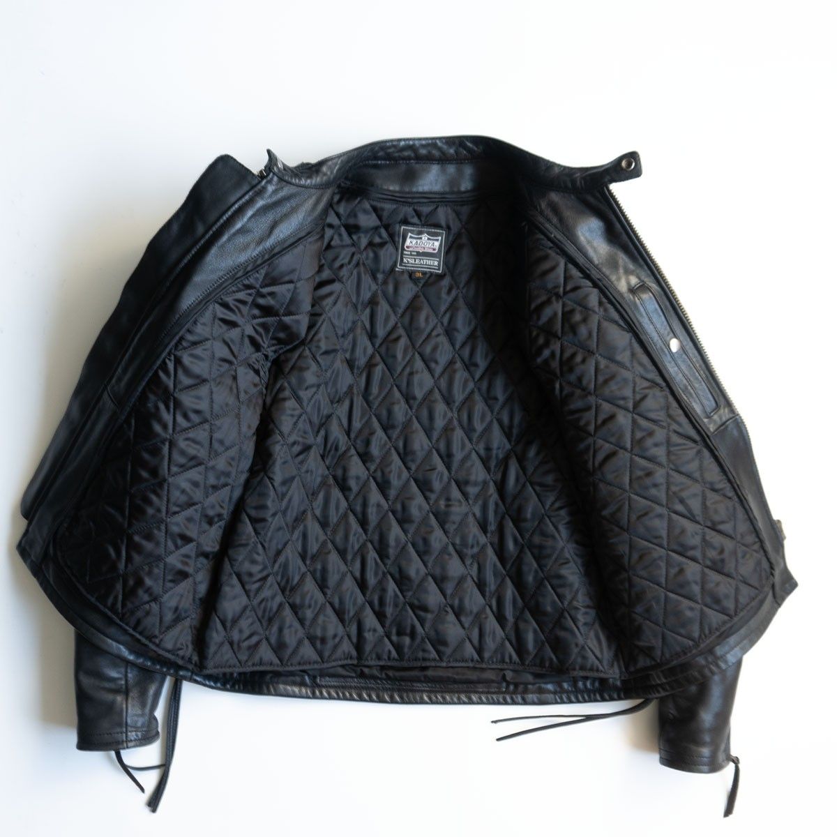 3L 美品 KADOYA カドヤ パデット ライダースジャケット EVO】KADOYA レザー ライダースジャケット パデッド 黒 3L 牛革