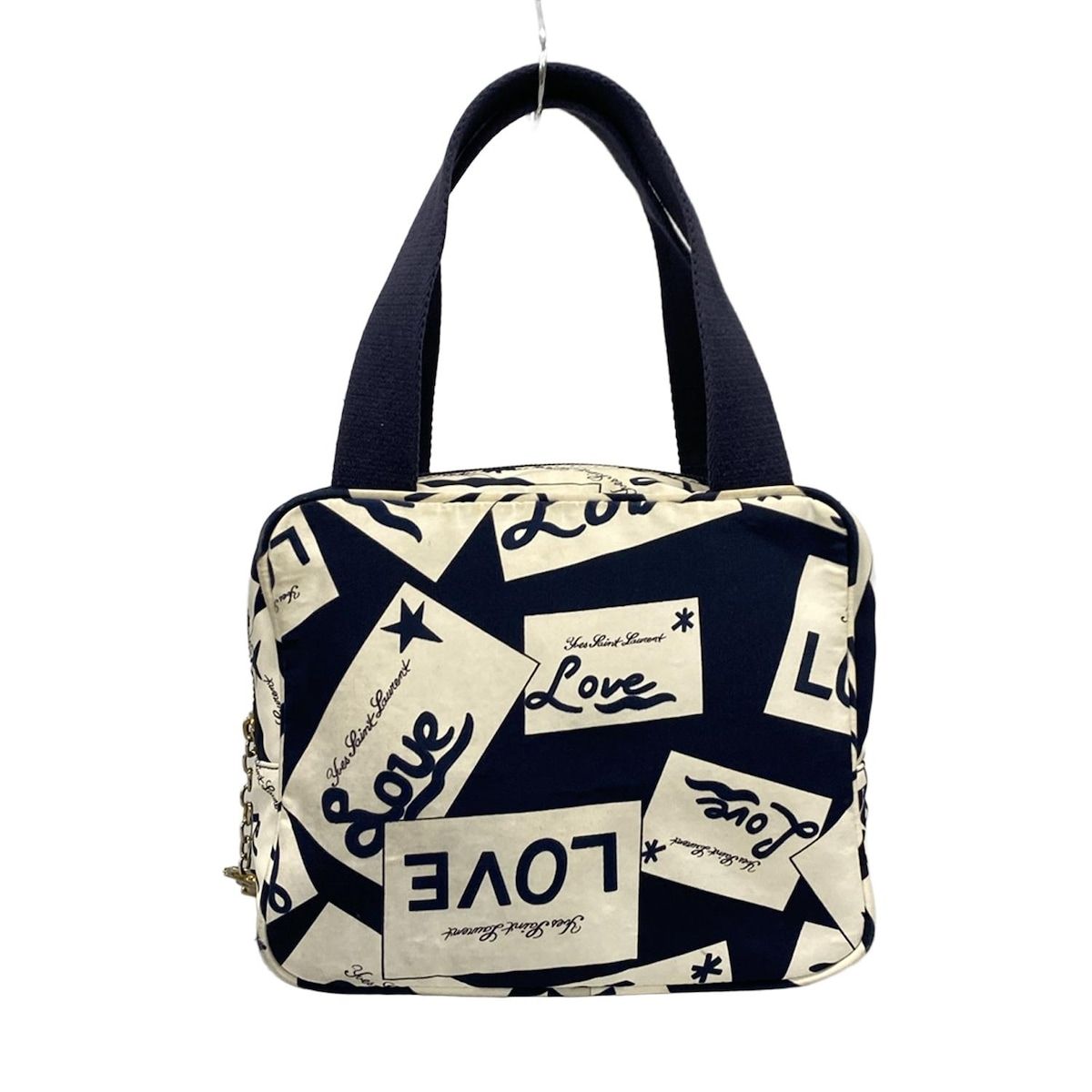 n*w様 Yves Saint Laurent ネイビー ハンドバッグ 希少 イヴサンローラン YSL ハンドバッグ ロゴ ネイビー