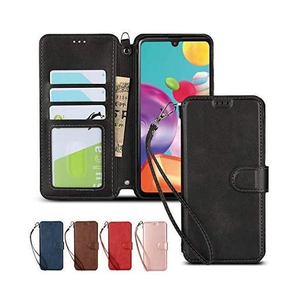 ギャラクシー A41 ケース 手帳型 Galaxy A41 スマホケース SC-41A (高級PU-ブラック 06-Samsung)