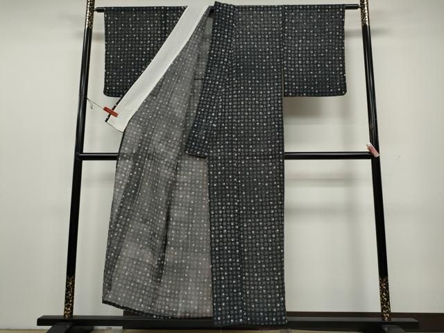 平和屋着物＊夏物　小紋　縦絽　吉祥文　黒地　正絹　逸品　CABB2290ze 平和屋着物＊夏物 小紋 絽 吉祥花文 黒地 正絹 逸品 CAAW2947ut - メルカリ