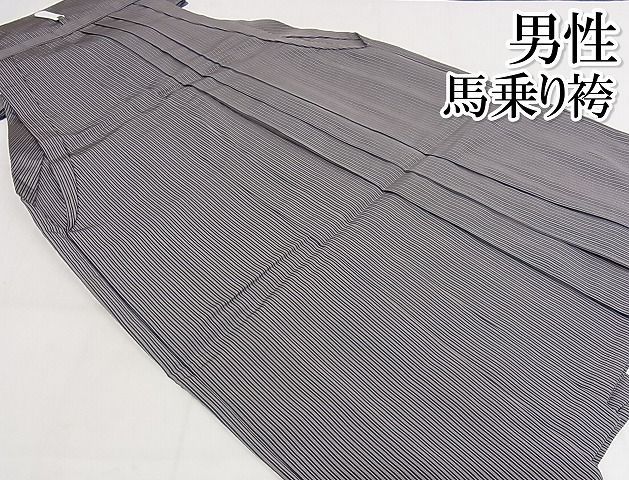 平和屋-こころ店極上　男性　馬乗り袴　縞　正絹　逸品　KAAA1420kk4