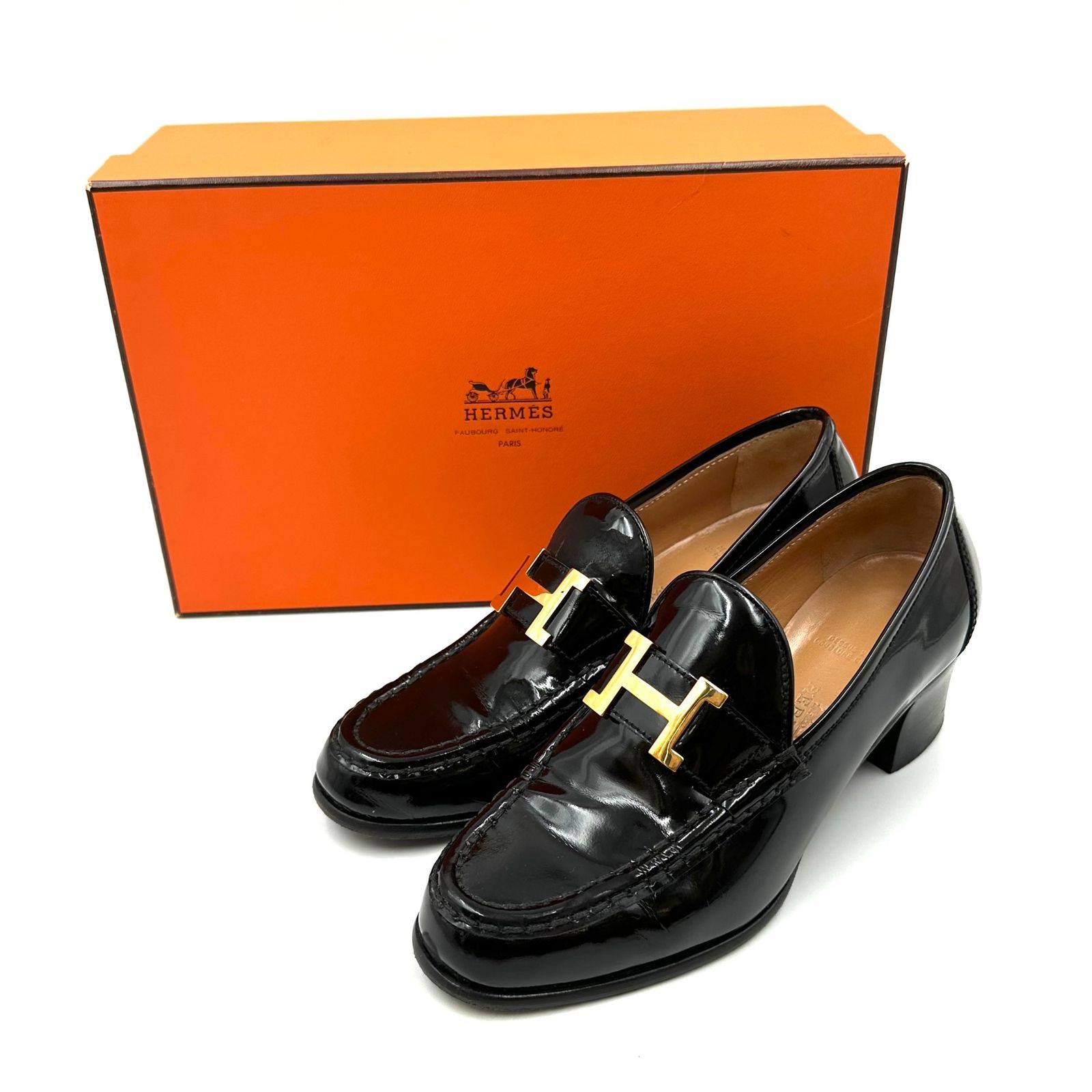 極美品】エルメスコンスタンスH ロゴローファーシューズモカシン