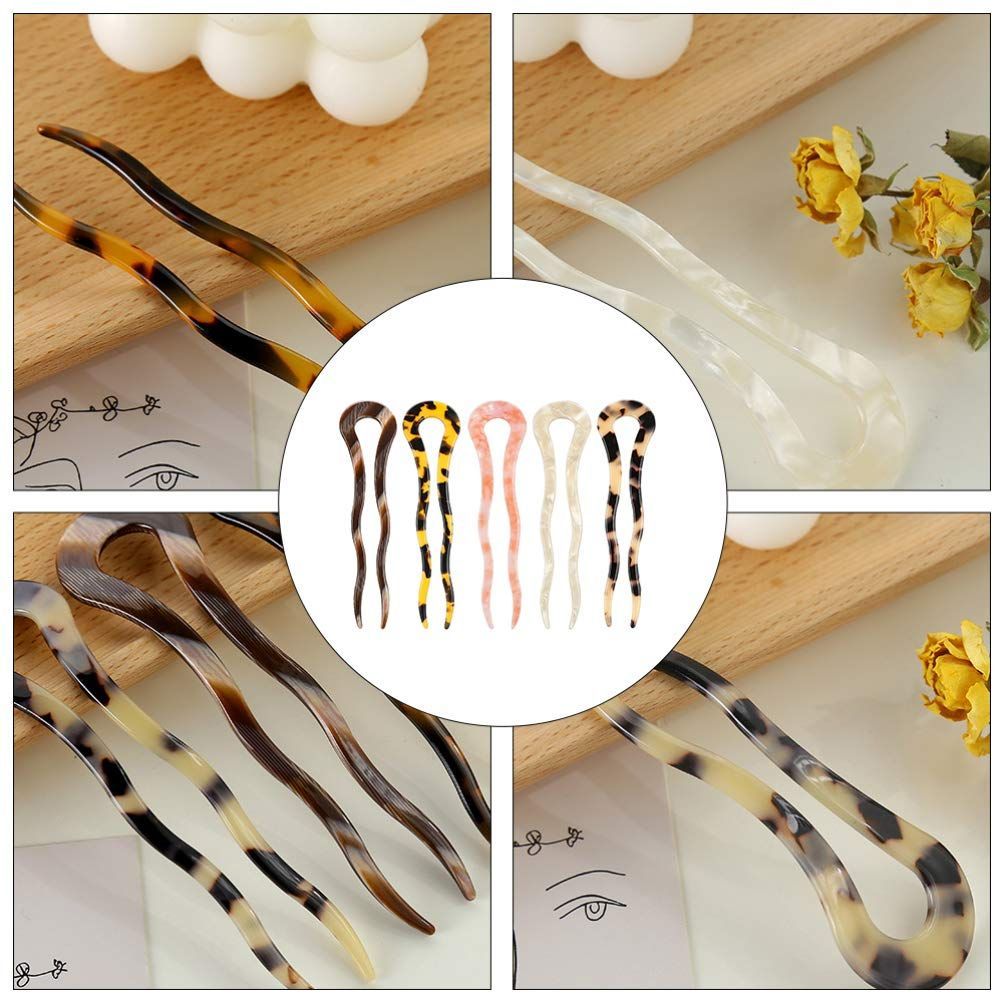  コーム 5本入 髪飾り 和装 かんざし 団子 U型 髪留め ヘアアレンジ 簪 レディース 浴衣 Frcolor ヘアピン 混合色 和装小物 着物 セレモニードレス