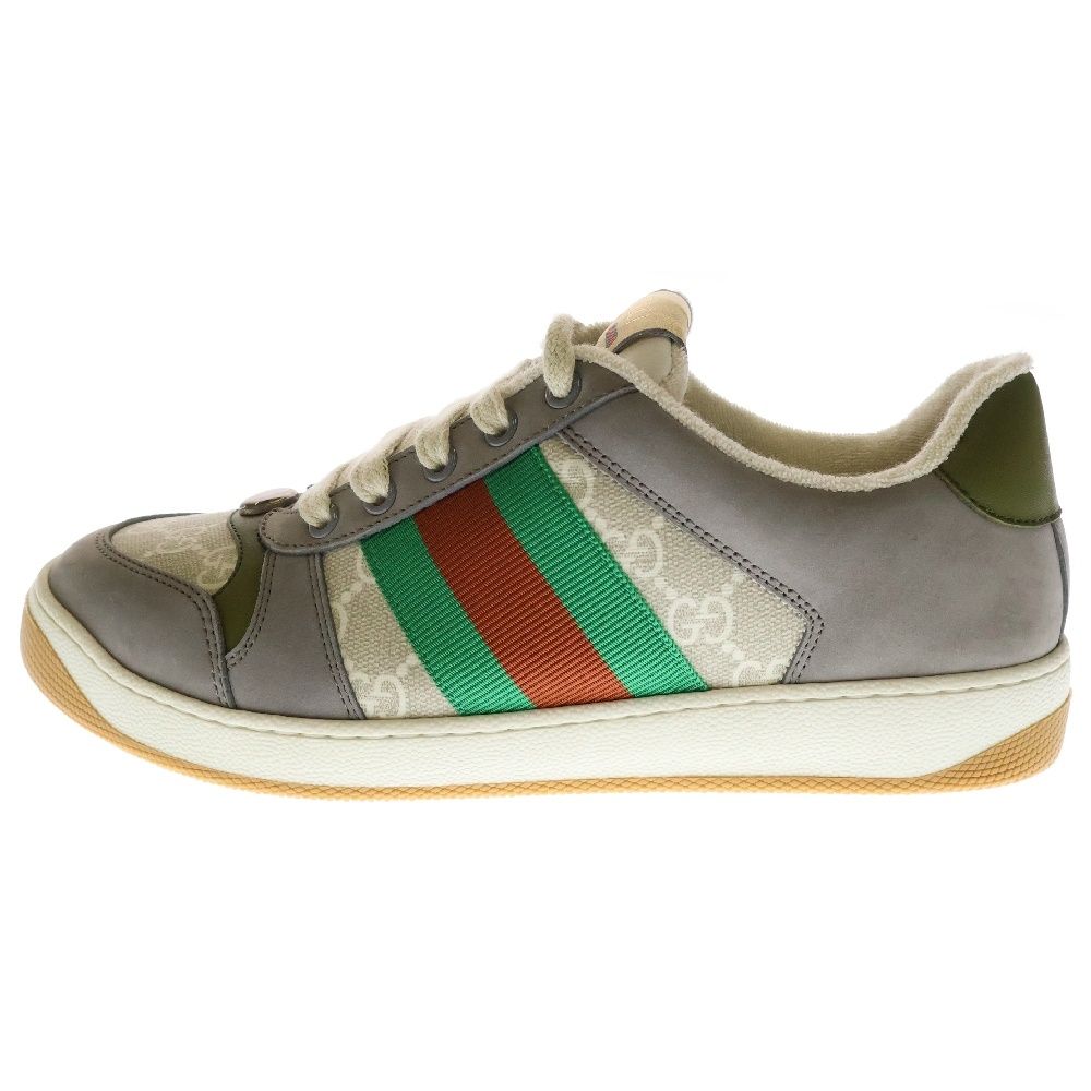 GUCCI グッチ シェリーライン GGスプリーム ウェブ スクリーナー スエード レザー切替 ローカットスニーカー グレー|ベージュ レディース 5.5