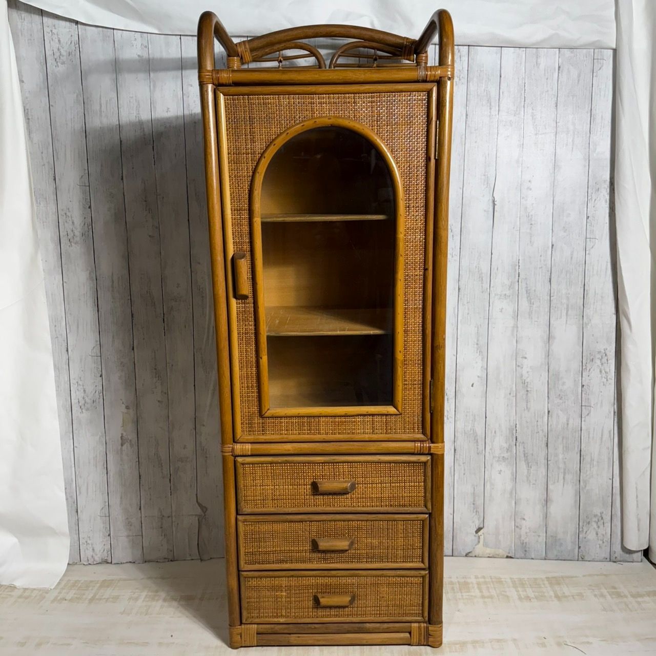 籐家具⭐️籐 ラック アーチ型シェルフ 昭和レトロ ラタン アジアン