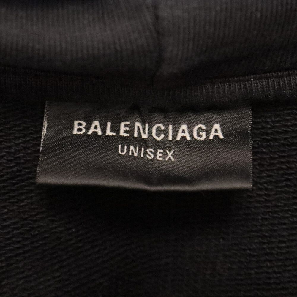 BALENCIAGA (バレンシアガ) 23AW PARIS MOON OVERSIZED POCKET HOODIE 744462 TQUX7  パリス ムーン デストロイ加工 オーバーサイズ ポケット フーディープルオーバーパーカー ブラック