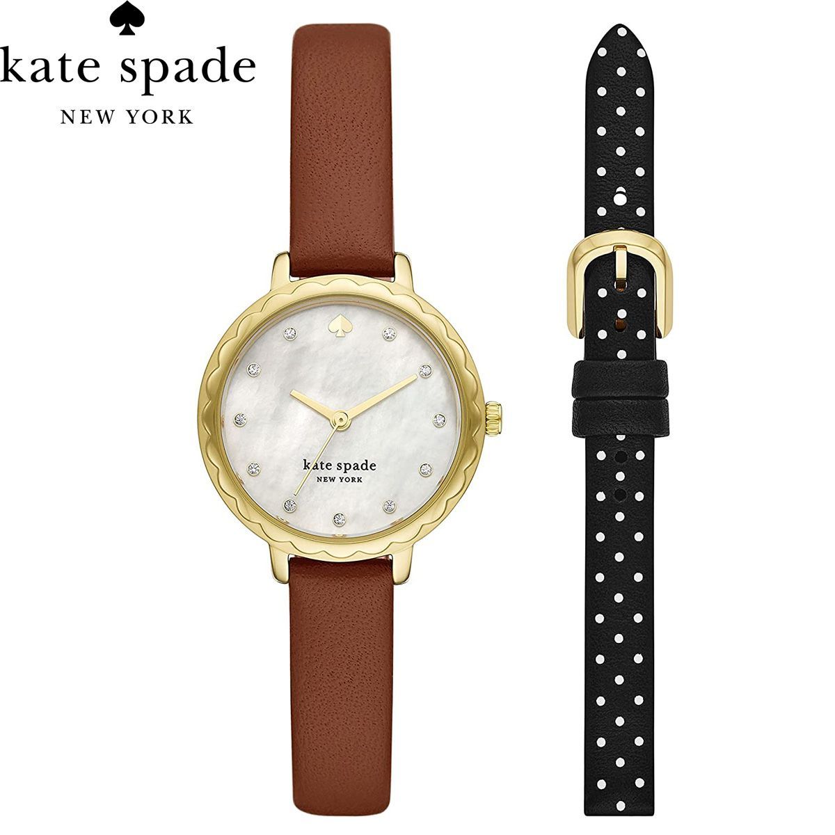 ケイトスペード 時計 KATE SPADE ブラウン レザー パールダイヤル