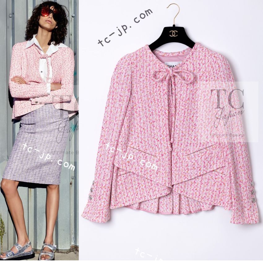 シャネル ジャケット CHANEL 美人見え ピンク リボン