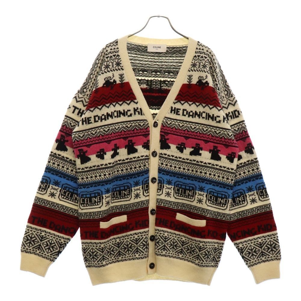 CELINE セリーヌ 21SS THE DANCING KID WOOL JACQUARD DOLLS KNIT CARDIGAN ウールジャカードドールズカーディガン マルチ 2A08L715M CELINE (セリーヌ) 21SS THE DANCING KID WOOL JACQUARD DOLLS KNIT
