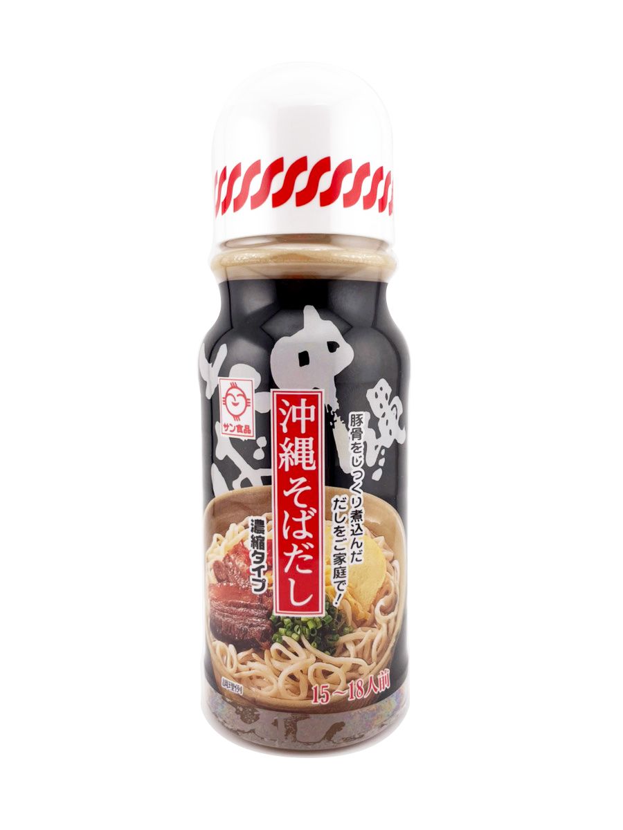 24本セット 沖縄そばだし 黒 とんこつ味 390g サン食品 濃縮タイプ 15-18人前 めんつゆ スープ