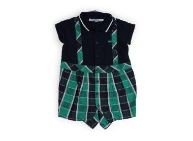 ファミリア familiar カバーオール 70 男の子 紺、緑、チェック 子供服 ベビー服 キッズ（1022638）