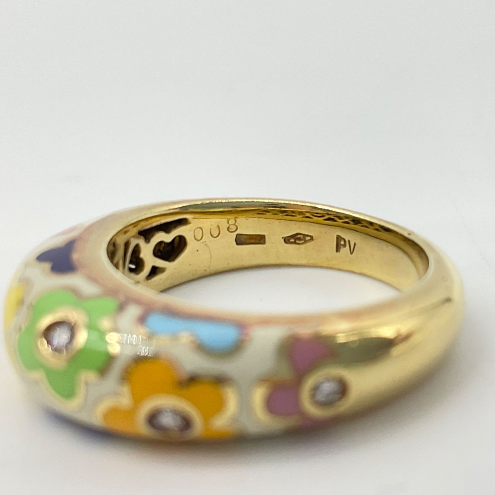 ▽Ponte Vecchio ポンテヴェキオ エナメル リング 指輪 K18YG 18金