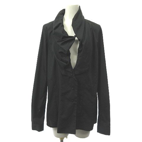 ジバンシィ GIVENCHY シャツジャケット ショール ボリューム 黒 ブラック 42