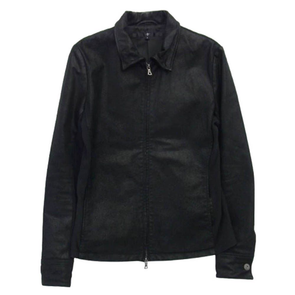 NO ID. ノーアイディ 214030-805L ピッグレザー 豚革 リブ切り替え レザー ジャケット シングル ライダース ブラック系 1