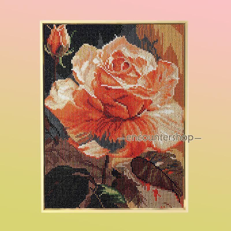 ビーズ装飾 花柄 アート作品 フレーム入り ビーズ装飾 花柄 アート作品 フレーム入り アート作品 ビーズ装飾