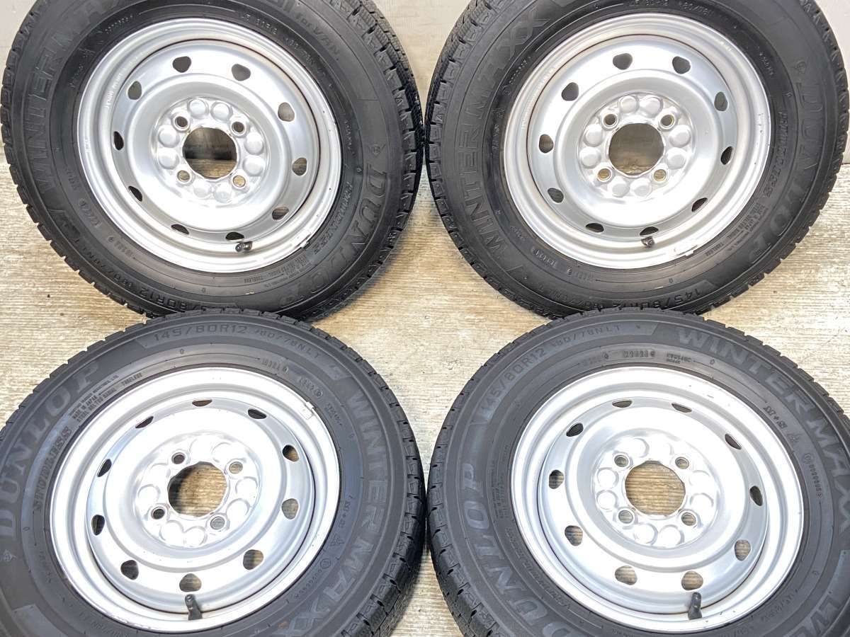 145/80R12 軽トラ軽バン スタッドレス+ スチールホイール 4本セット 