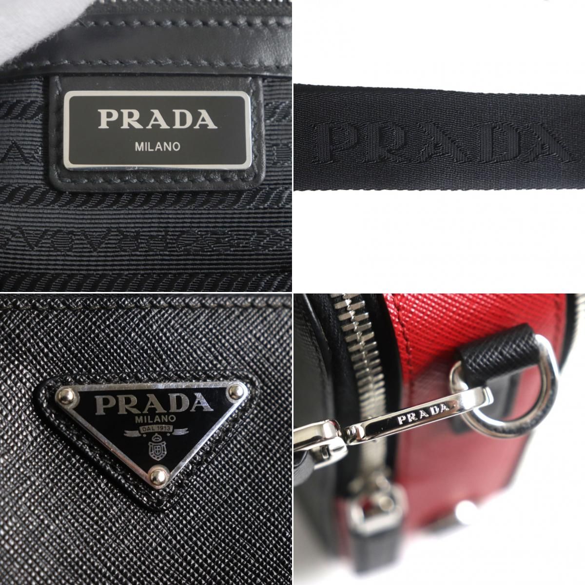 極美品▽PRADA プラダ 2VH069 ブリック 三角ロゴ付き サフィアーノ 
