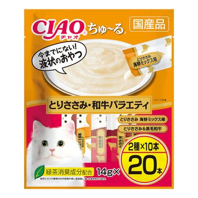 いなば CIAO ちゅーる とりささみ 和牛バラエティ 14g×20本入り 1ケース16袋