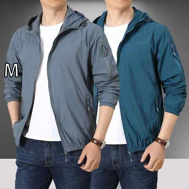 [M]秋冬 コーデ メンズ  服 シンプル ファッション オシャレ 大人 かっこいい 大きいサイズ ストリート 紳士服 薄手 日焼け防止 通気性 アウターウェア 長袖 デニムブルー フード付き カーデ