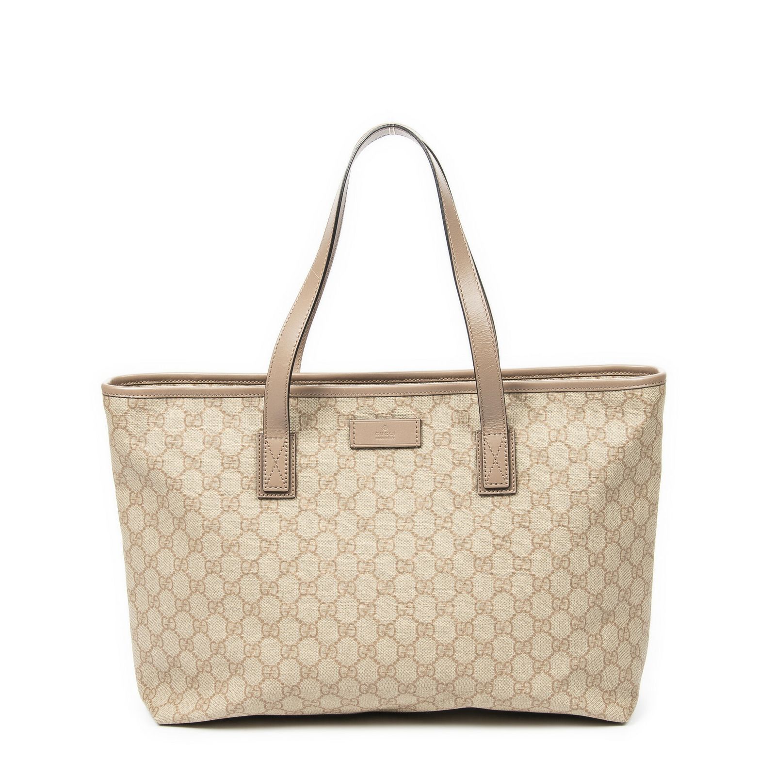 GUCCI グッチジップショッピングトートベージュ ライトブラウンスプリームPVCキャンバスA