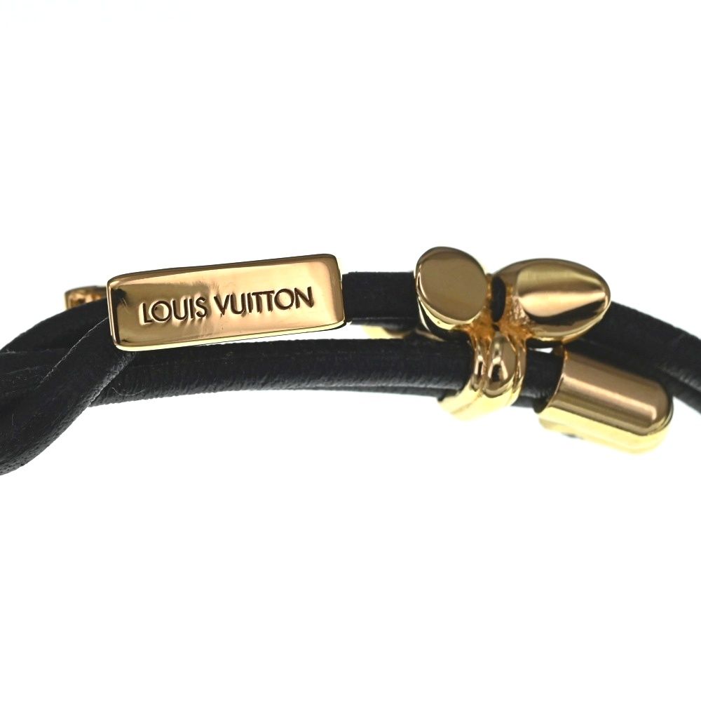 【美品】Louis Vuitton レザー ブレスレット M8142Z LOUIS VUITTON LV ブルーム ブレスレット レザー ブラック
