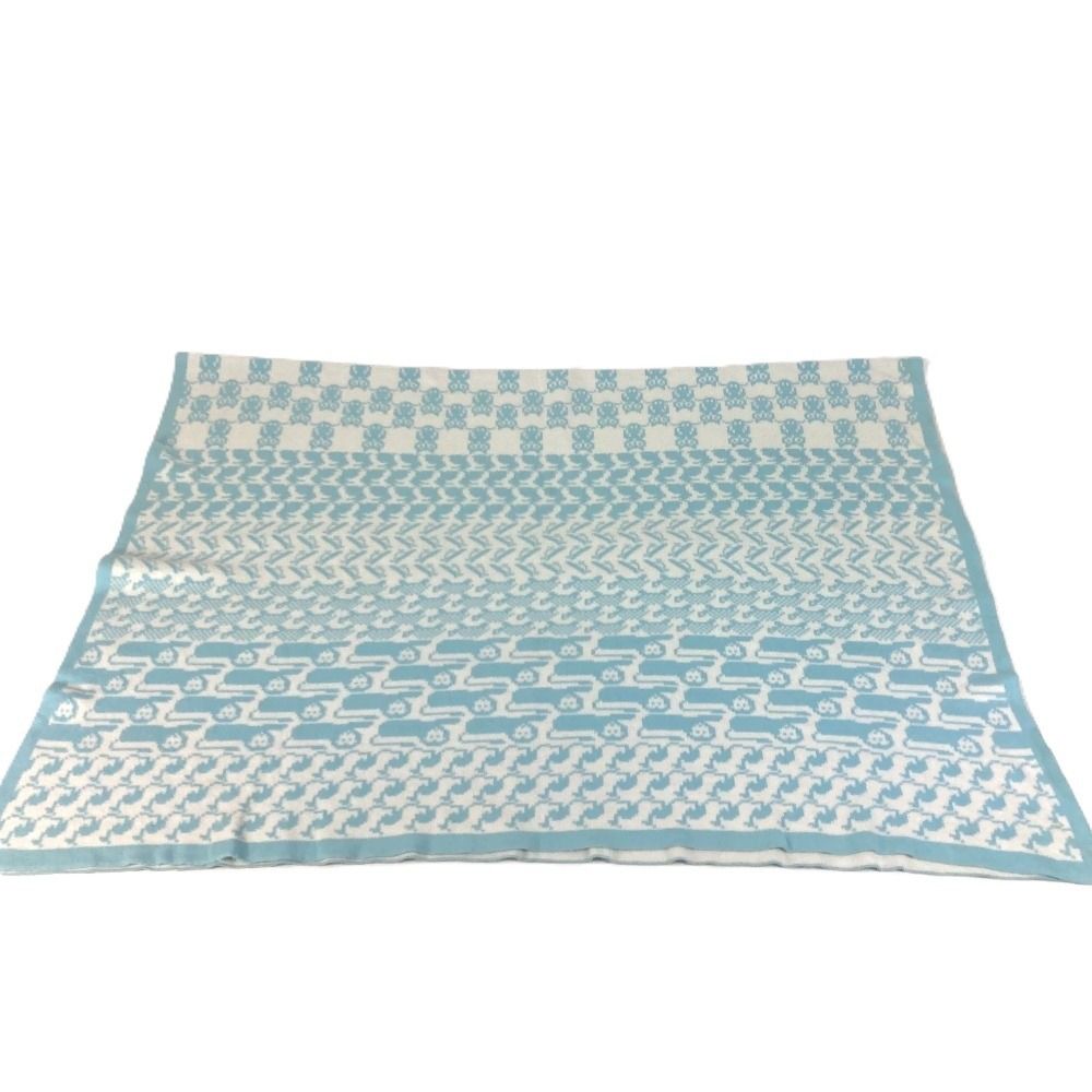 HERMES エルメス ブランケット アニマルロゴ コットン ブルー - メルカリ