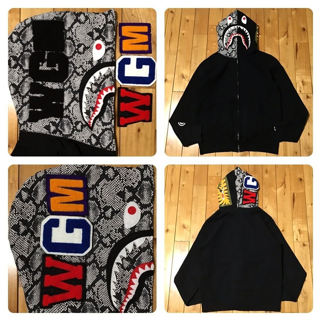 激レア スネーク シャーク パーカー Mサイズ snake shark full zip hoodie a bathing ape BAPE エイプ ベイプ アベイシングエイプ