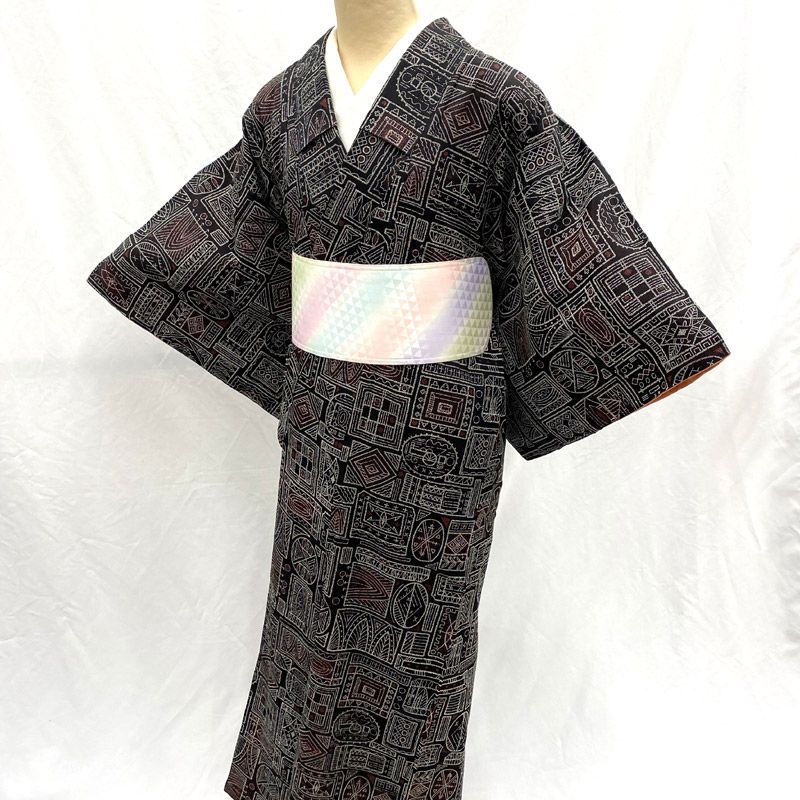 ¨̮⃝ 身丈150 アンティーク着物 大正ロマン モダン 小紋 昭和レトロ 丸洗い済 ̮⃝ 身丈150 アンティーク着物 大正ロマン モダン 小紋 昭和