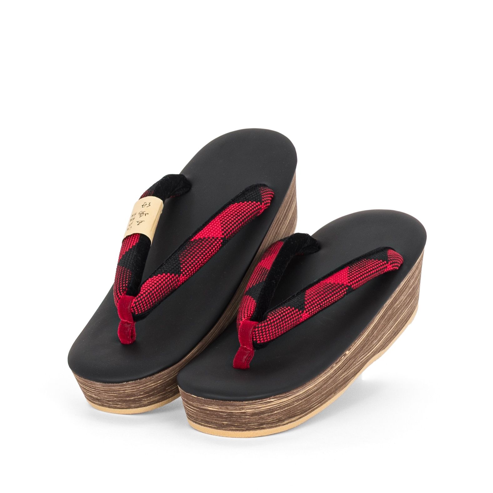 L 草履 五嶋紐 EVA草履 黒×赤菱