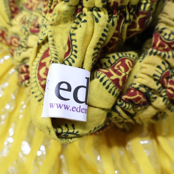 ベリーダンス 衣装 ジプシー スカート eden 25ヤード イエロー系 黄色 ブラック系 黒 ラメ 柄 模様 ロング フリル 練習 舞台 発表会 イベント おしゃれ フェス ファッション レディース ダンス衣装 フリルスカート かわいい カジュアル LLC-HASEGAWATOSO_COM