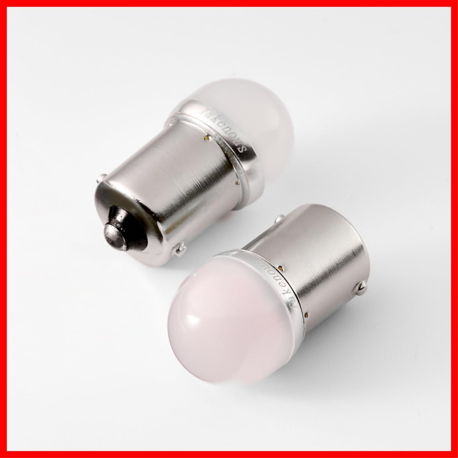 【人気商品】Takenous トラック野郎御用達 竹村商会 s25 シングル BA15s led G18 12v 24v ストロボ内蔵ルミナスルーセントバルブ ホワイト バスマーカー用 電球 2個セット (ホワイト BA15s)