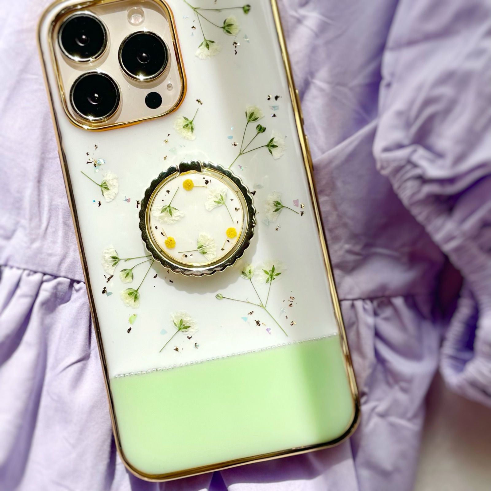 ハンドメイド押し花スマホケース　ほぼ全機種対応　iPhone,Android ほぼ全機種対応 押し花 スマホケース No.504】ハンドメイドの