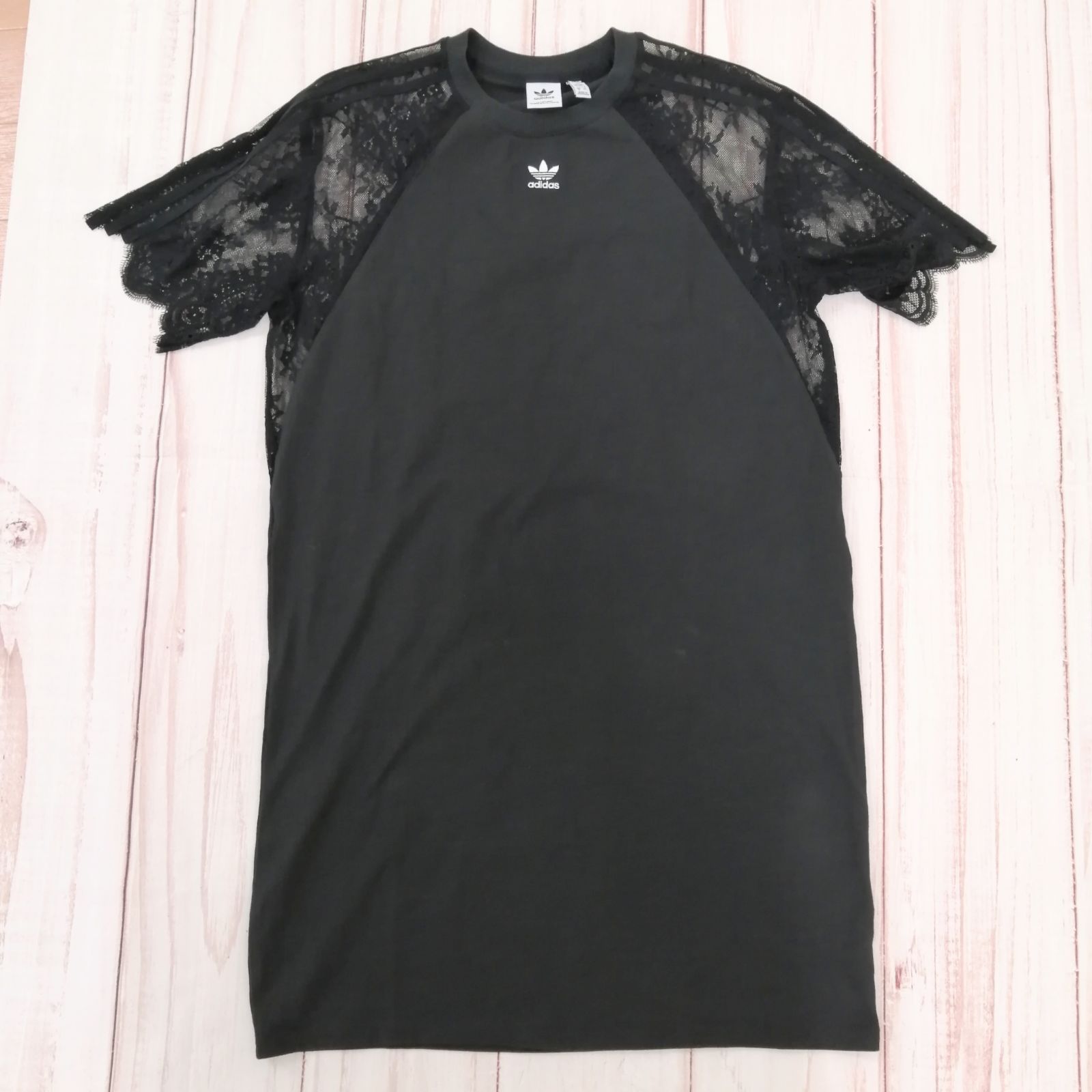 adidas original レーストリム Tシャツワンピース ブラック　L レディース レーストリム Tシャツワンピース ブラック｜アパレル