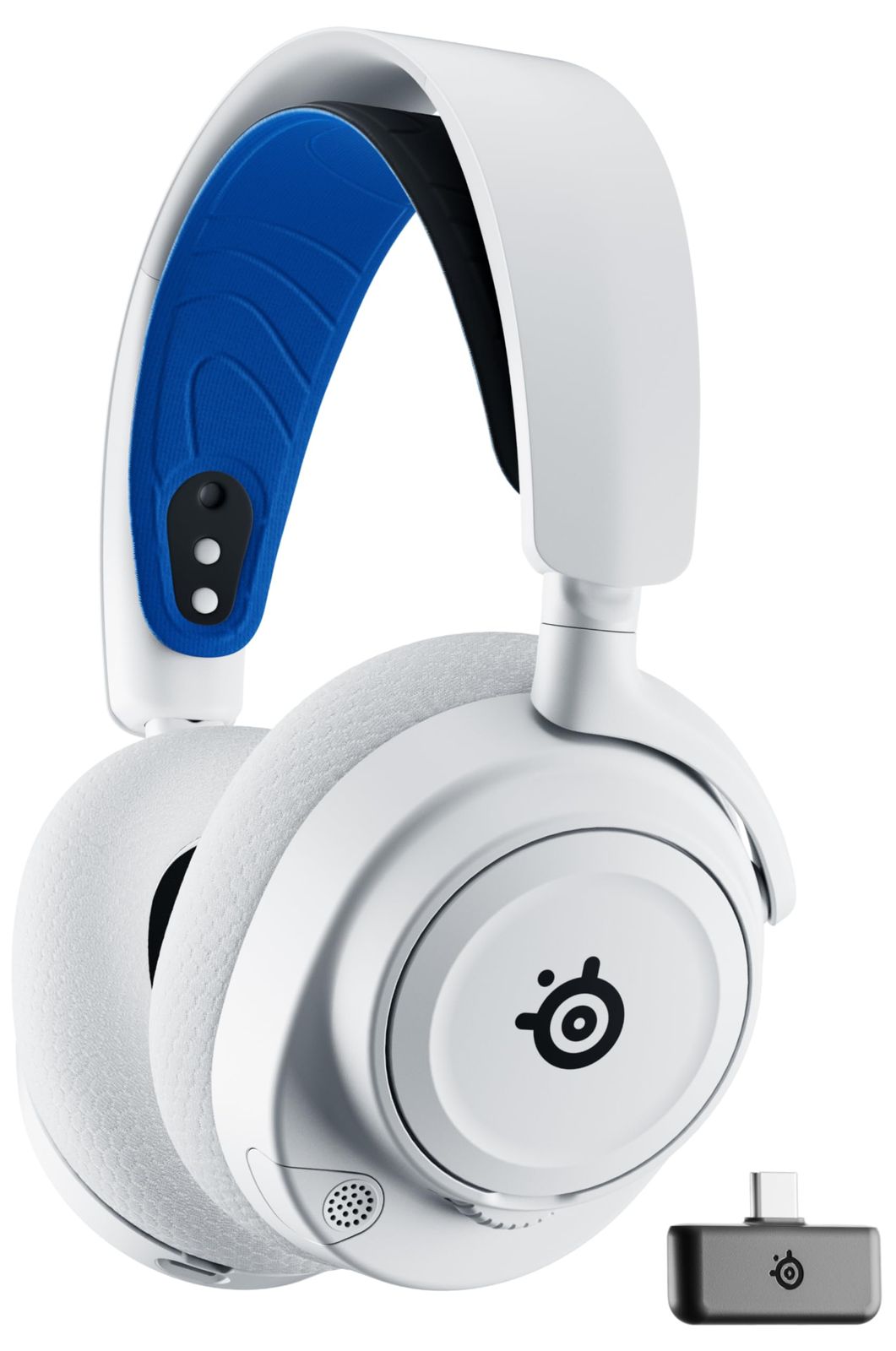 SteelSeries ワイヤレス ゲーミングヘッドセット ヘッドホン 軽量 ボイスチャット可能 ゲームとスマホを同時接続 Arctis Nova 7P 無線 密閉型 Switch PC PS5 PS4 対応 AIノイズキャンセ [ホワイト×ブルー]