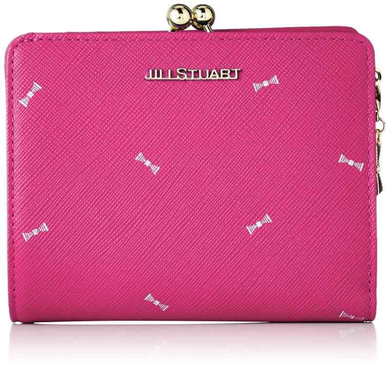 ジル スチュアート 折財布 スプリンクル 牛革 シボ型押し リボンモチーフ箔プリント 口金二つ折り リボン型チャーム JSLW1AS1 BOX入り ワイン