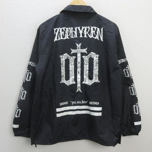 H□ゼファレン/ZEPHYREN プリント入り コーチジャケットJKT【L】黒/MENS□19【中古】 - メルカリ