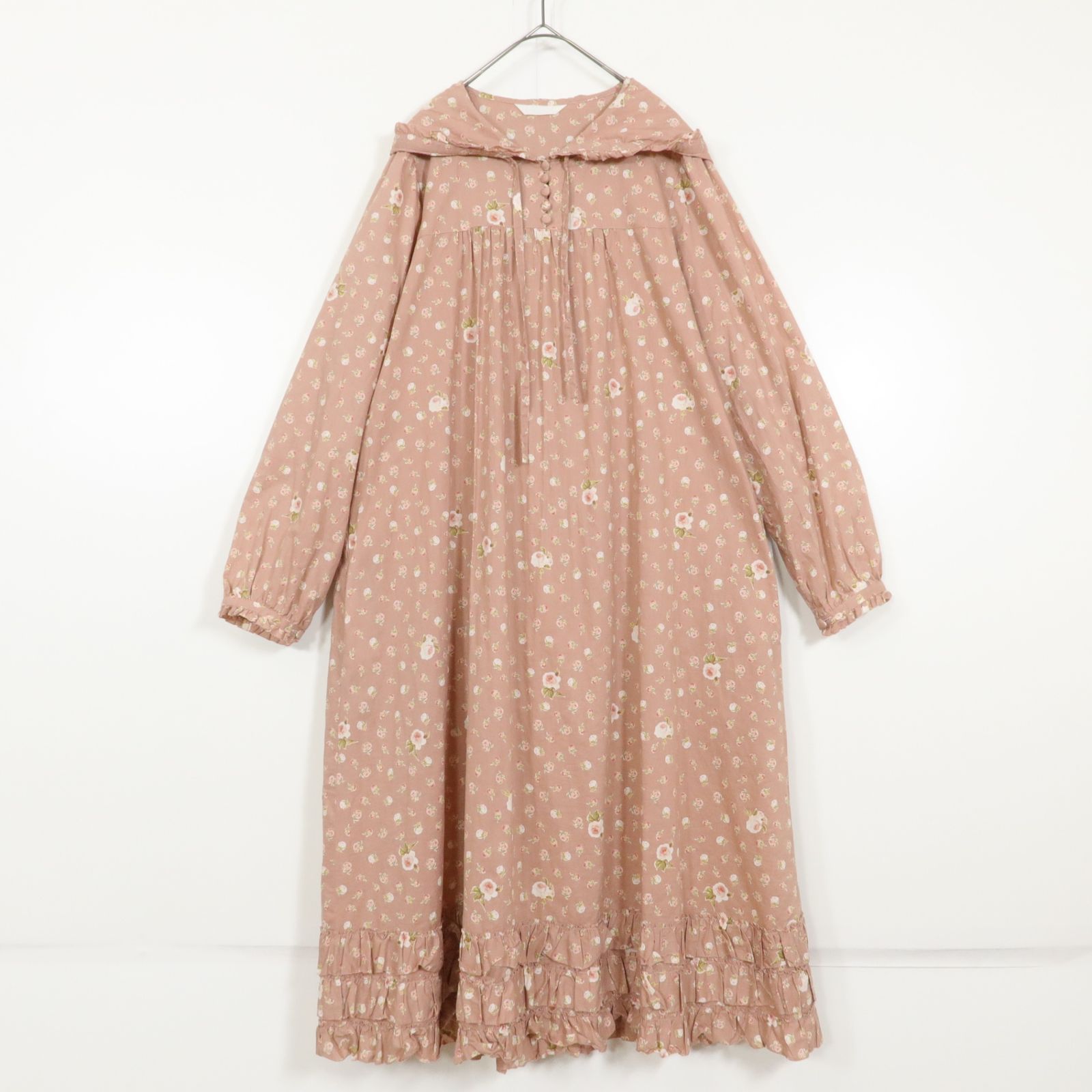 美品】ピンクハウス☆ローズフラワープリントワンピース フード