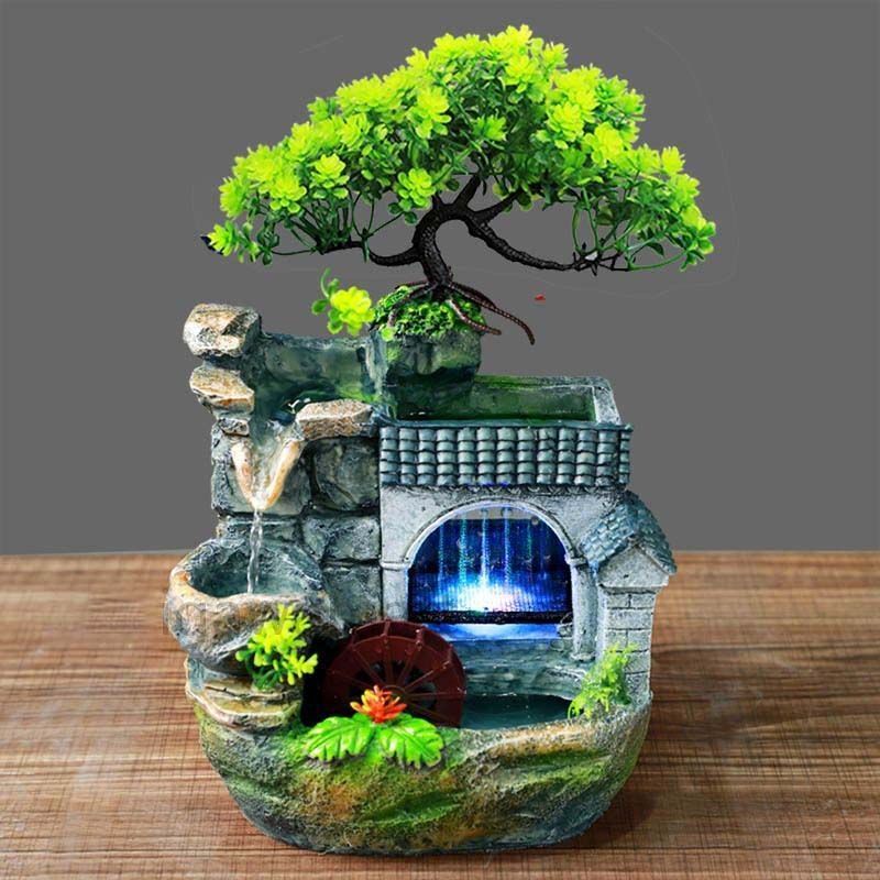 築山流水噴水置物工芸品の金魚鉢加湿器装飾品引っ越し新居ギフトの景観金魚鉢 Amazon.co.jp: インテリア 卓上噴水加湿器 金魚を養う 金魚鉢 丸