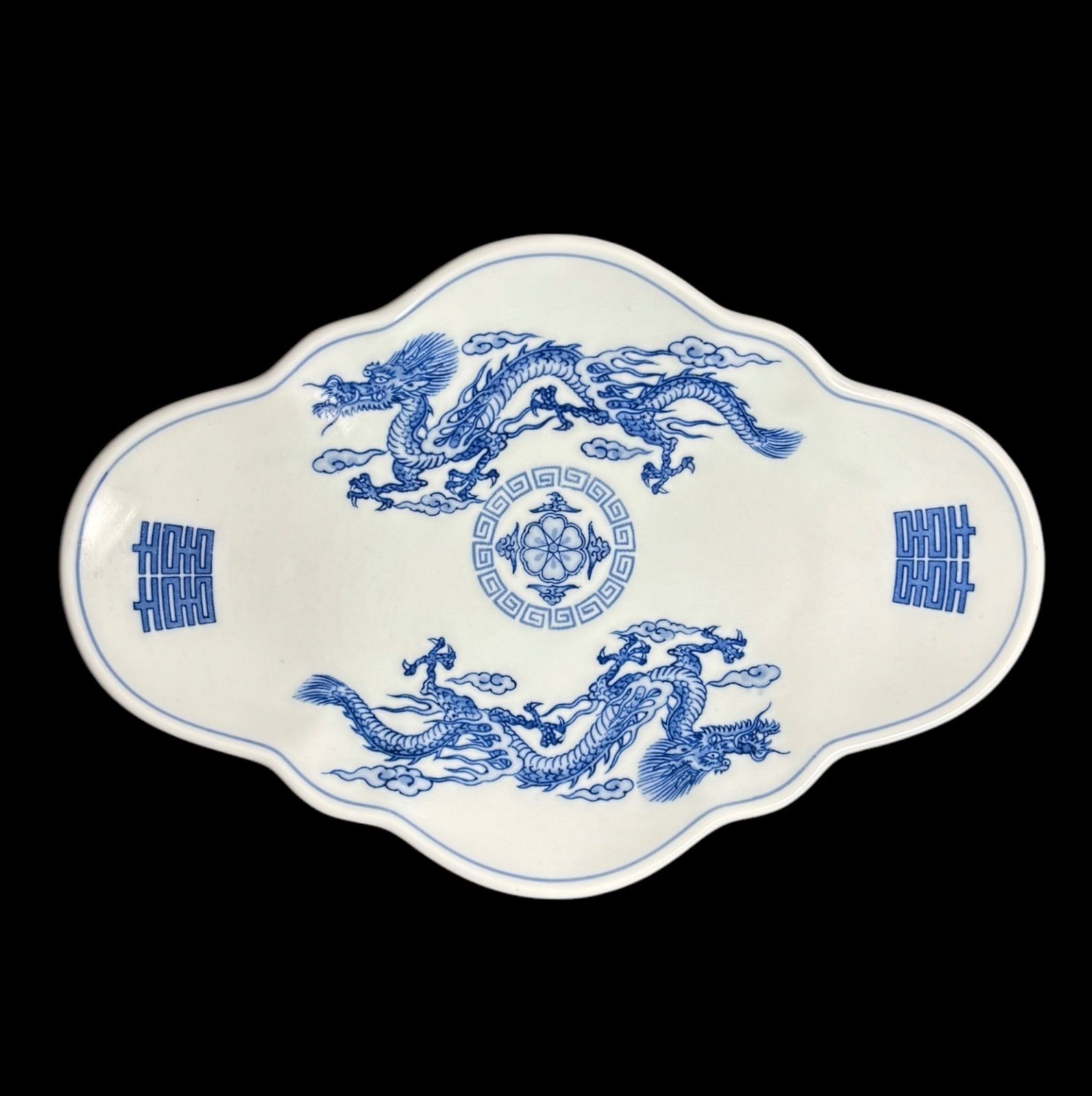 よね川 中華皿 染付 龍 取り皿 飾り皿 チャーハン皿 炒飯皿 ドラゴン