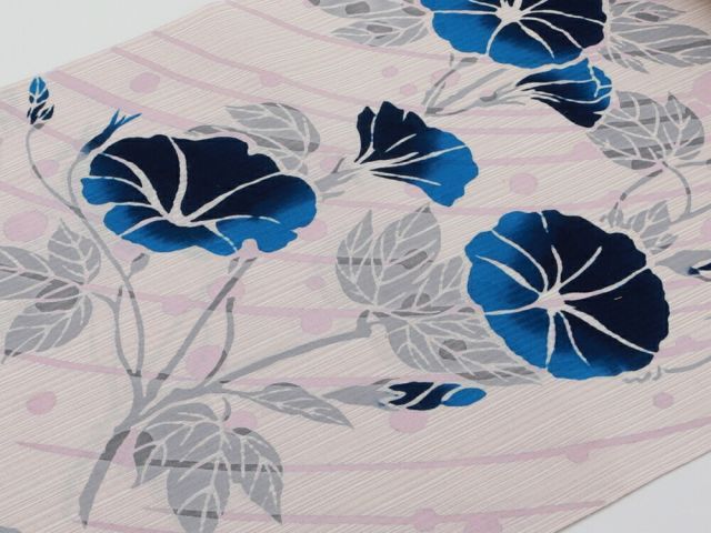 浴衣 反物 紅型調柄 綿麻高級生地 東京本染源氏物語 生成り