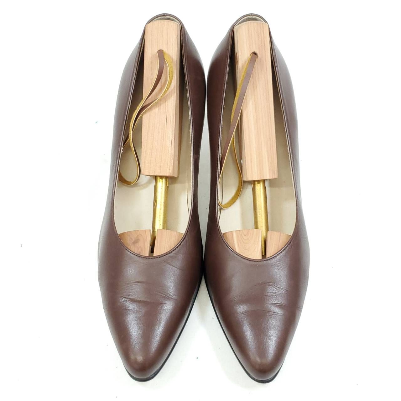 マーガレットハウエル パンプス シンプル ダークブラウン 22.5cm レザー