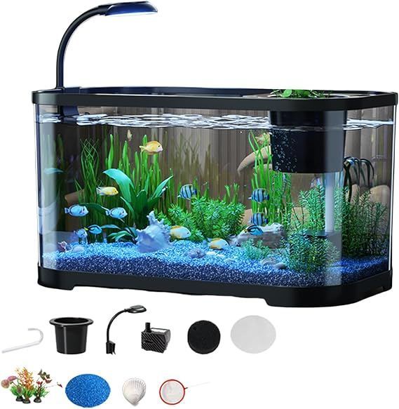 アクアリウム　初心者スタートセット　水槽・濾過機・照明・砂・石・まとめ売り 水槽スターターキット、一体型水槽セット、小型熱帯魚飼育