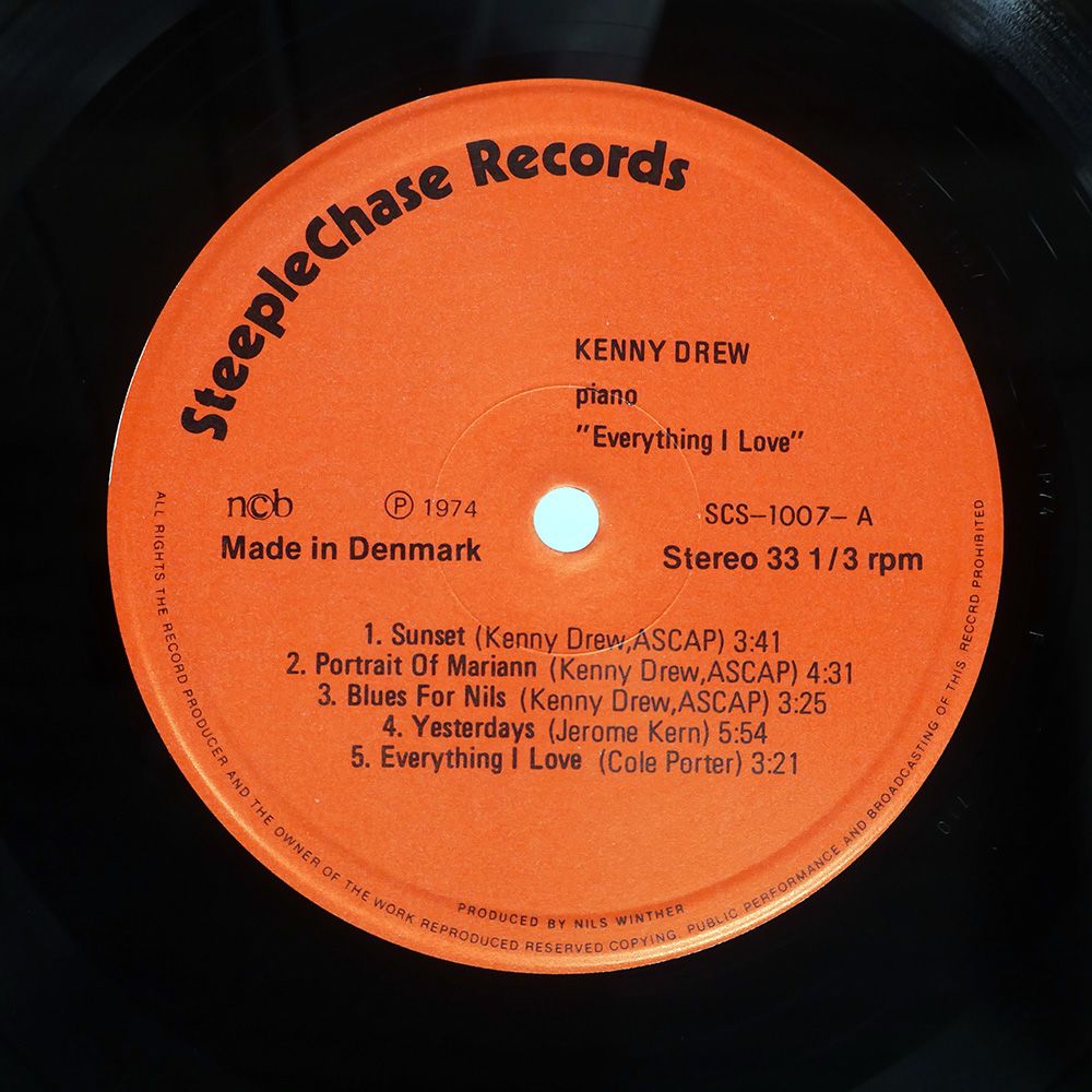 デンマーク盤 KENNY DREW/EVERYTHING I LOVE/STEEPLECHASE