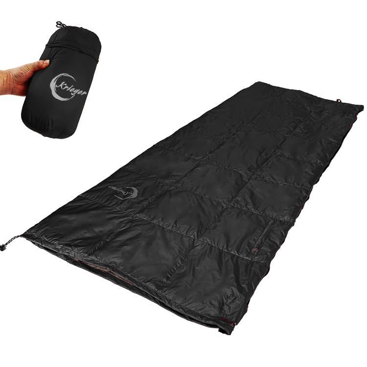 Color 700 ブラック krieger 寝袋 シュラフ 羽毛 ダウン 封筒型 軽量 小 コンパクト 手のひらサイズ 700 ブラック