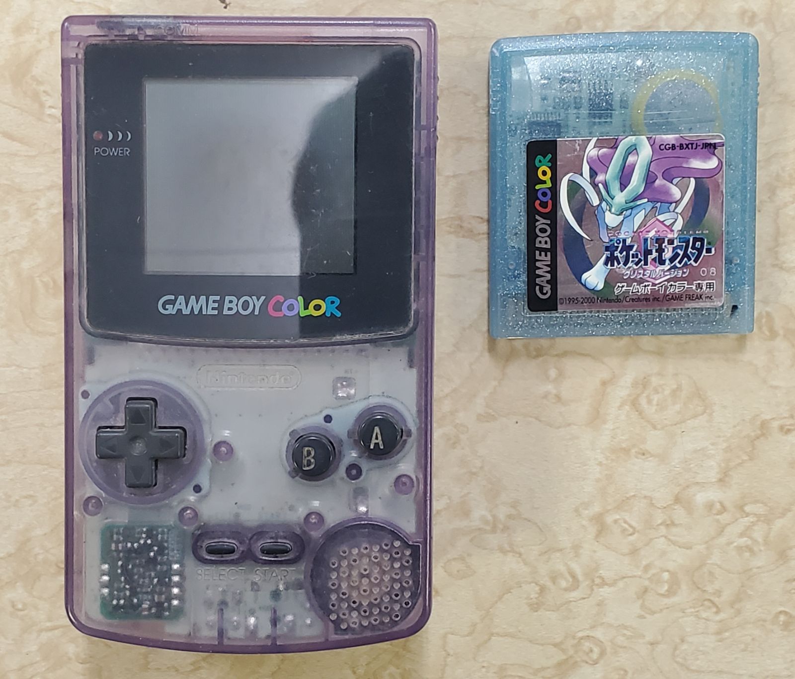 ゲームボーイ クリアパープル 本体 ポケットモンスタークリスタル ソフト付き