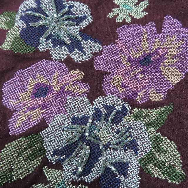 トクコプルミエヴォル TOKUKO 1er VOL 花柄 ジャガード 刺繍 ニット ジャケット カーディガン サイズ9 M パープル 紫 レディース  YBA11 - メルカリ